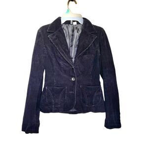 Divided by H&M Womens Size 4 Black Jacket Blazer Rodeo Bohowestern Corduroy